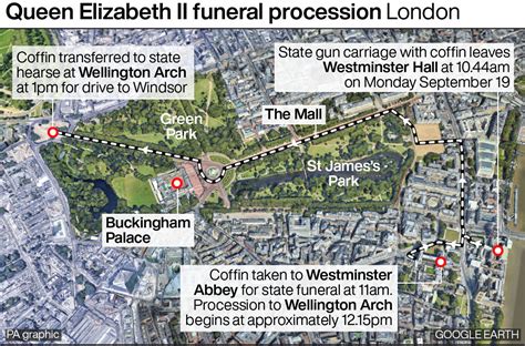 queen elizabeth funeral procession route